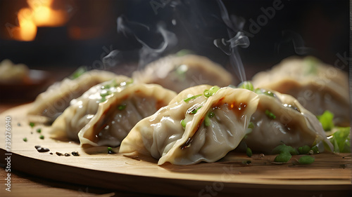 Momos Dumplings served with Tomato chutney photo
