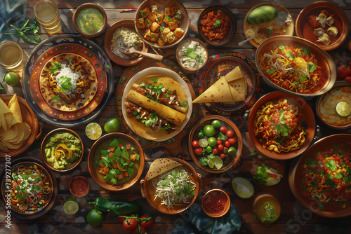Delicious Mexican food assortment background, Authentic Mexican foods
