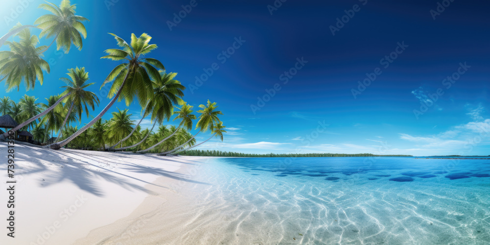 Obraz premium View of palm trees and sea at bavaro beach, punta cana, dominican republic, west indies, caribbean, central america