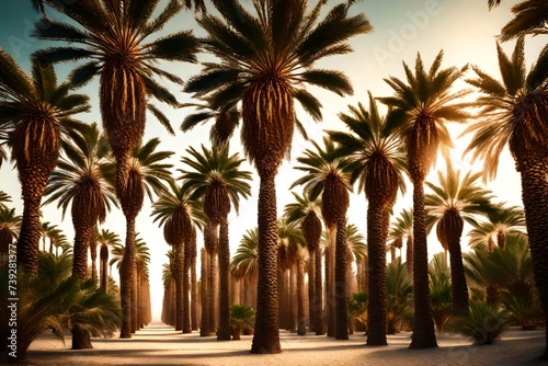 palm trees at sunset © Fajar