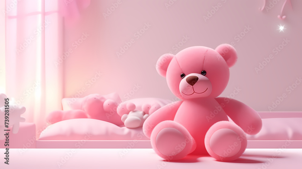 Cute teddy bear, copy space, bokeh effect Cute teddy bear, copy space, bokeh effect