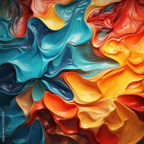 Abstract background of multicolored acrylic paint in the form of waves.