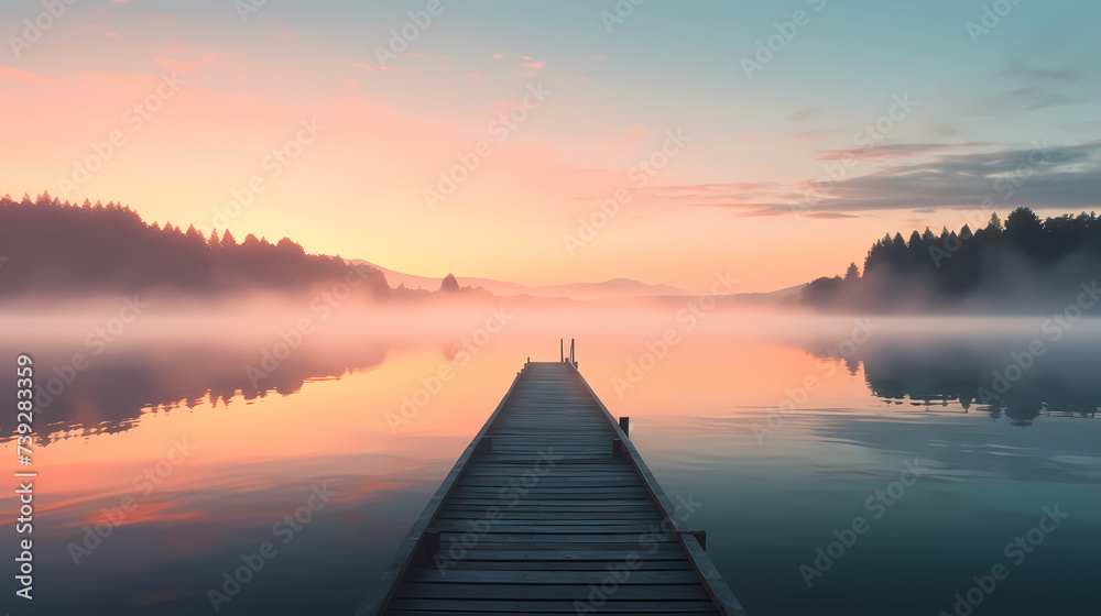 Obraz premium Romance by the lake, a romantic lake that couples must visit