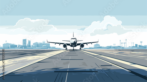Abstract airport runway with civil engineer's tools  representing aviation infrastructure. simple Vector art
