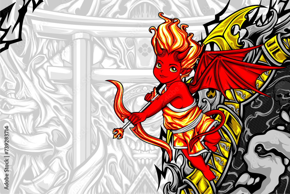 devil cupid illustration for your design