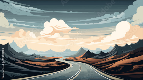 Abstract strained and twisted road  symbolizing the stress of life's journey. simple Vector art