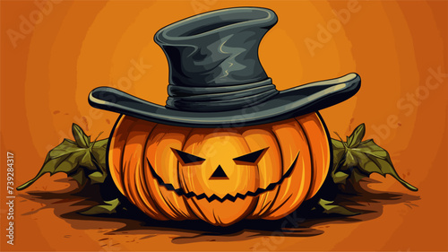 Abstract pumpkin with a farmer's hat  symbolizing pumpkin cultivation. simple Vector art