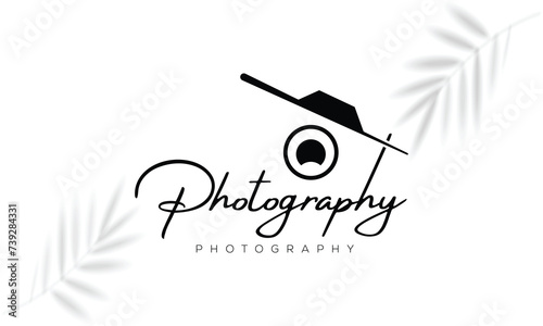 camera logo, modern photography signature logo icon vector