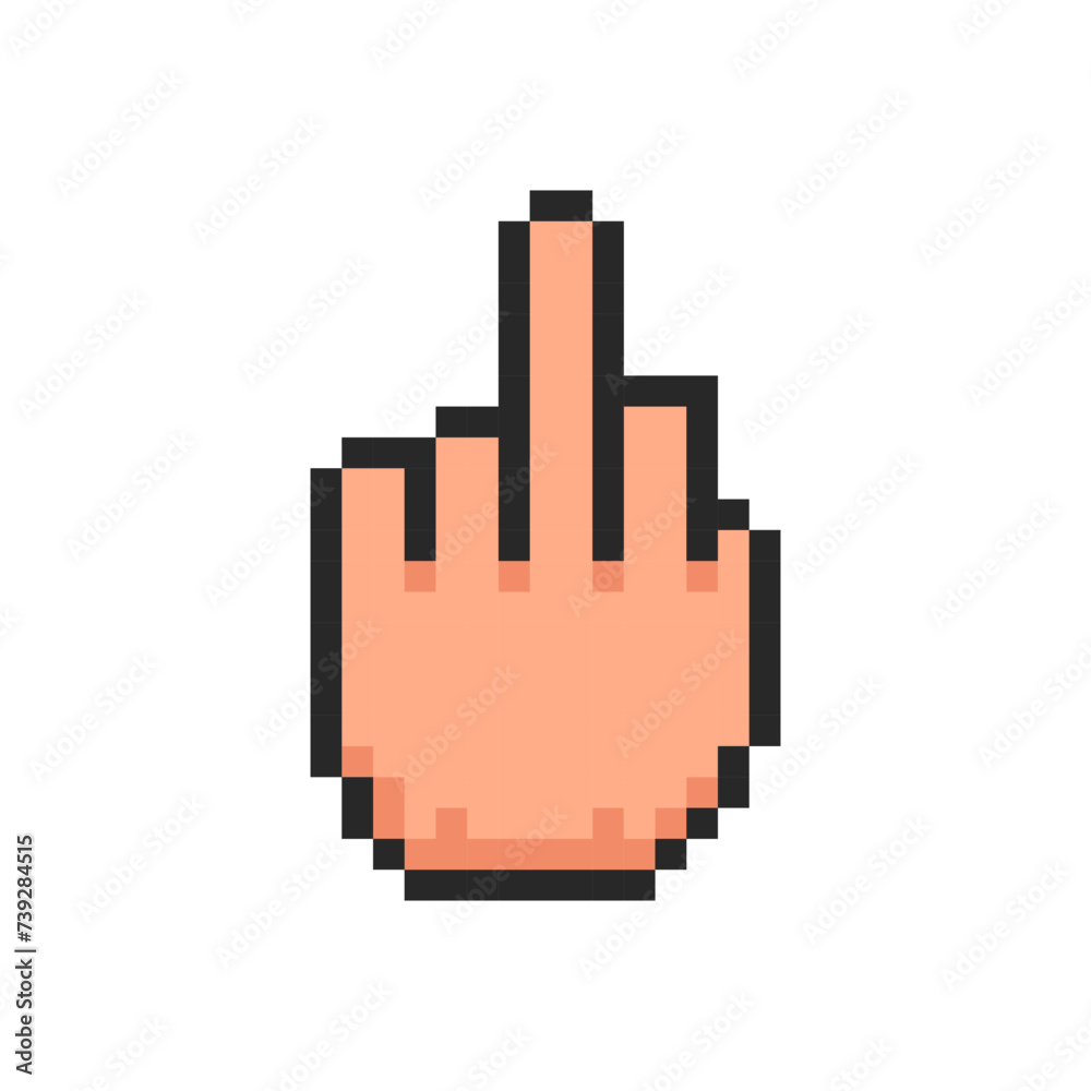 Pixel hand, hand showing middle finger