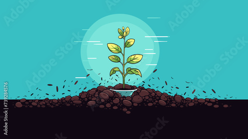 Abstract hands planting a seedling  representing the growth achieved through diligence. simple Vector art