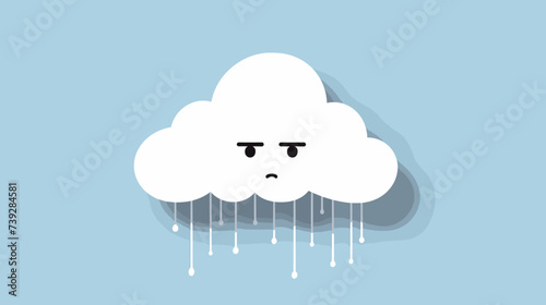 Abstract frowning cloud with rain  symbolizing a gloomy and sad atmosphere. simple Vector art