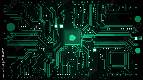 Abstract circuit board with electronic components representing printed circuit board design. simple Vector art