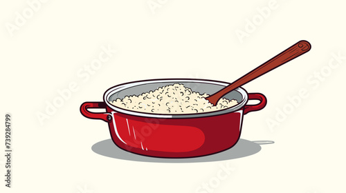 Abstract chef's ladle with a bowl of risotto  representing Italian cuisine mastery. simple Vector art