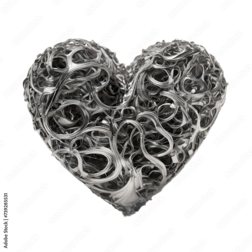 A heart made of lead on a white background A heart made of lead on a white background