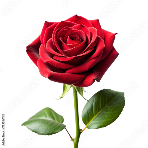 Red Rose - Romantic Love Symbolic Flower Isolated on White Background