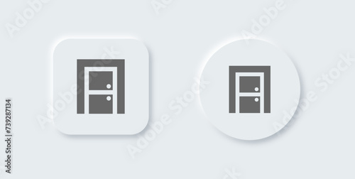 Door solid icon in neomorphic design style. Doorway signs vector illustration.