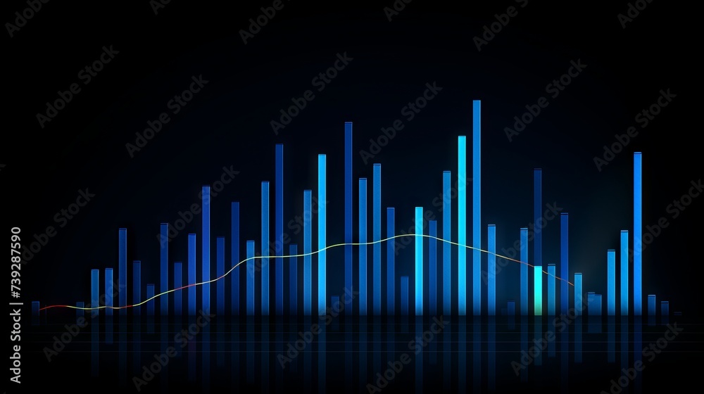 Dynamic business performance visualization: bar chart with line indicator demonstrating effectiveness on dark blue background
Dynamic business performance visualization: bar chart with line indicator demonstrating effectiveness on dark blue background
