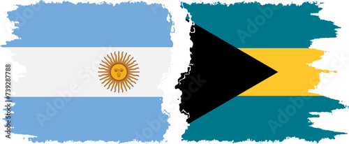 Bahamas and Argentina grunge flags connection vector