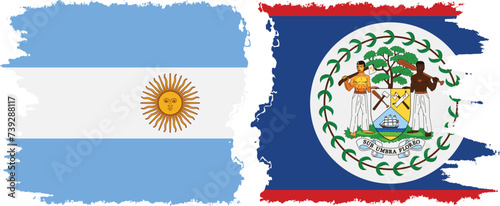 Belize and Argentina grunge flags connection vector