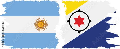 Bonaire and Argentina grunge flags connection vector
