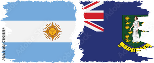 British Virgin Islands and Argentina grunge flags connection vector