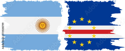 Cape Verde and Argentina grunge flags connection vector