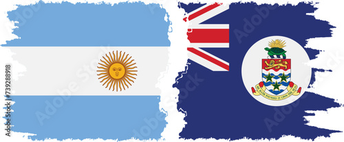 Cayman Islands and Argentina grunge flags connection vector