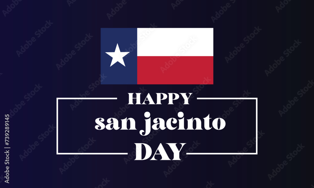 Happy San Jacinto Day Stylish Text With Flag And Blue Background Design