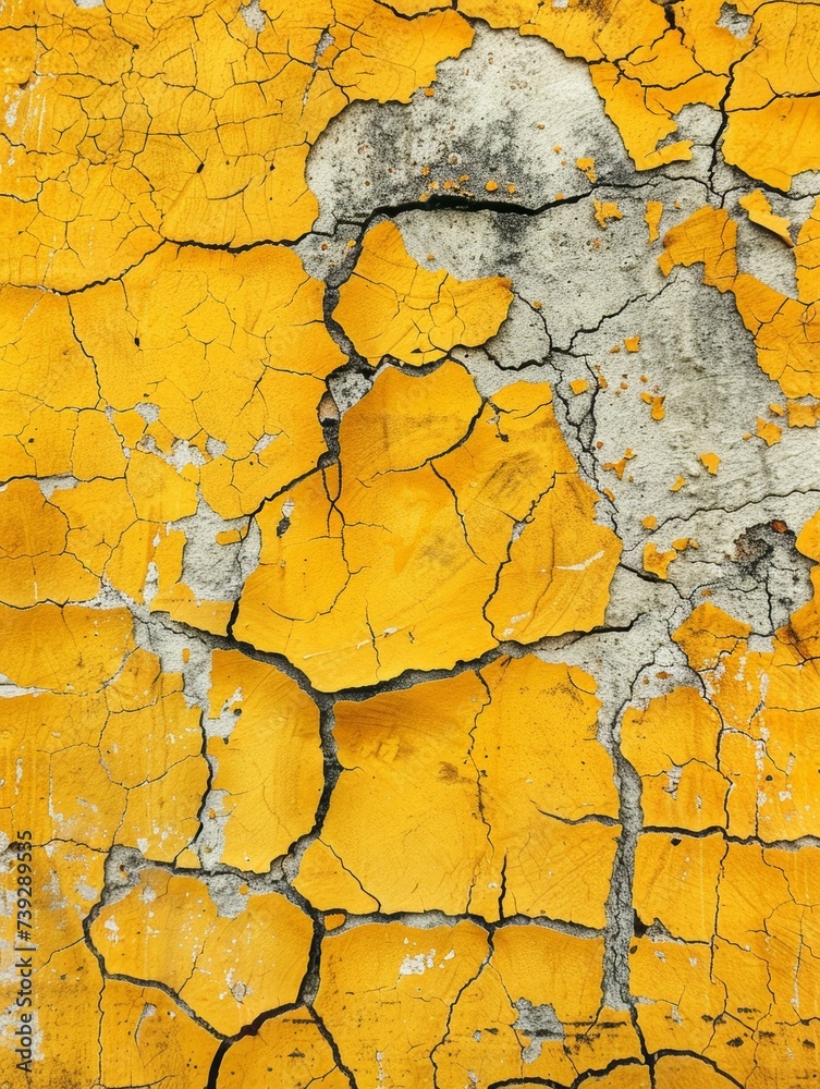 The warm yellow paint cracks under the weight of time, creating a captivating visual of deterioration. The image is a striking juxtaposition of color and decay. The warm yellow paint cracks under the weight of time, creating a captivating visual of deterioration. The image is a striking juxtaposition of color and decay.