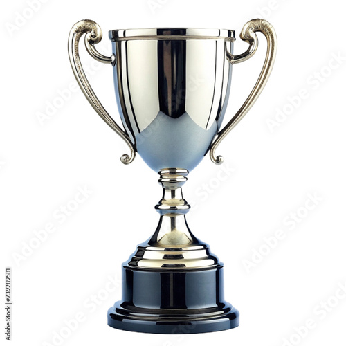 Shiny Silver Trophy Cup - Winner Prize Achievement Award Isolated on White Background