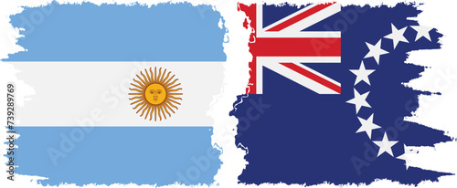 Cook Islands and Argentina grunge flags connection vector