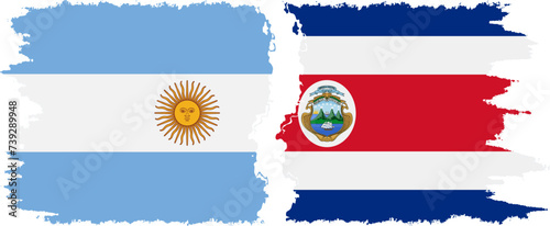 Costa Rica and Argentina grunge flags connection vector