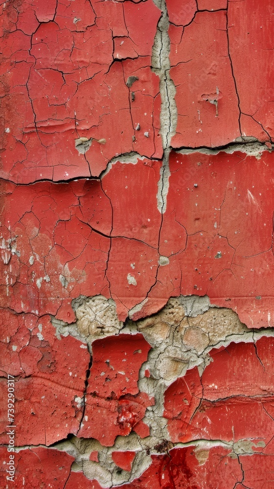 The textured red wall presents a vivid abstract pattern, formed by the natural process of cracking and peeling over time. It captures a raw aesthetic. The textured red wall presents a vivid abstract pattern, formed by the natural process of cracking and peeling over time. It captures a raw aesthetic.