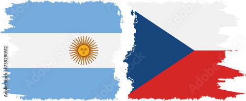Czech and Argentina grunge flags connection vector