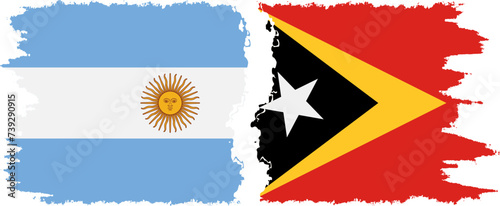 Timor-Leste - East Timor and Argentina grunge flags connection vector