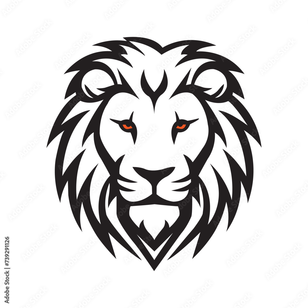 Lion king face simple tattoo style logo symbol  vector template. black and white