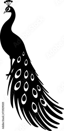 Graceful Peacock Silhouette for Elegant Designs, Bird Themes, and Cultural Motifs