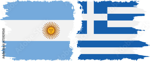 Greece and Argentina grunge flags connection vector