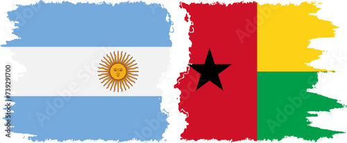 Guinea Bissau and Argentina grunge flags connection vector