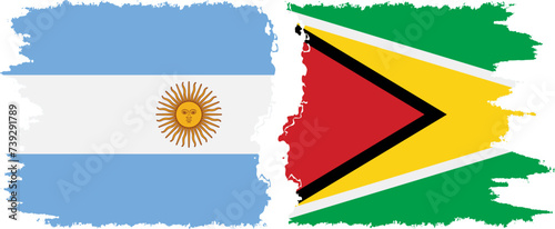 Guyana and Argentina grunge flags connection vector