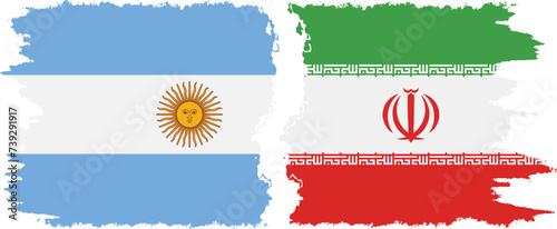 Iran and Argentina grunge flags connection vector