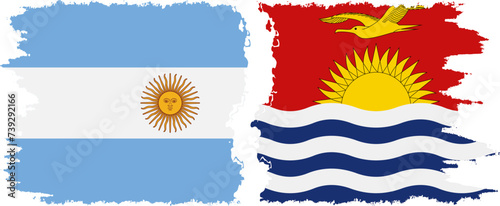 Kiribati and Argentina grunge flags connection vector