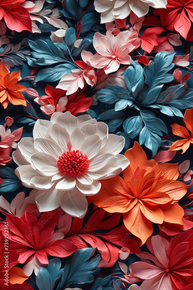 bright colorful, seamless patterns, fabric art, art station, many colorful design details combining flower and leaf bright colorful, seamless patterns, fabric art, art station, many colorful design details combining flower and leaf