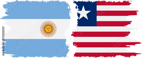 Liberia and Argentina grunge flags connection vector