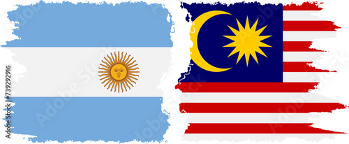 Malaysia and Argentina grunge flags connection vector