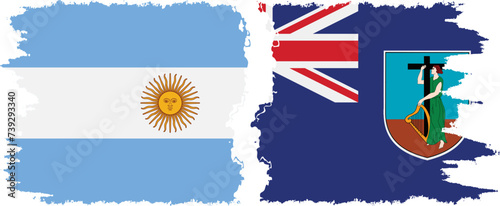 Montserrat and Argentina grunge flags connection vector