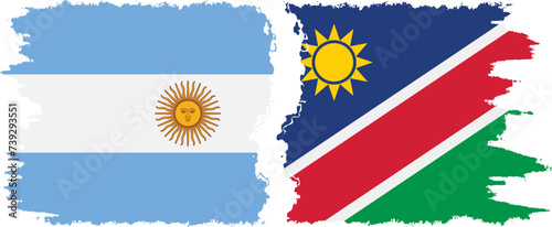 Namibia and Argentina grunge flags connection vector