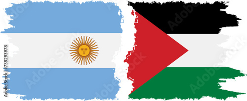 Palestine and Argentina grunge flags connection vector