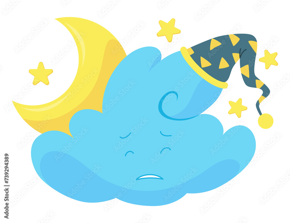 Naklejka premium Cute weather icon. Emotional weather forecast. Cute cloud