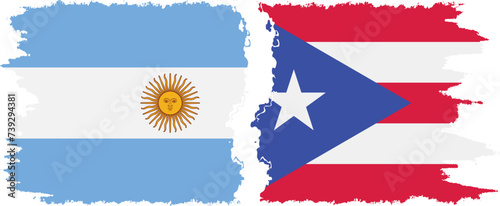 Puerto Rico and Argentina grunge flags connection vector